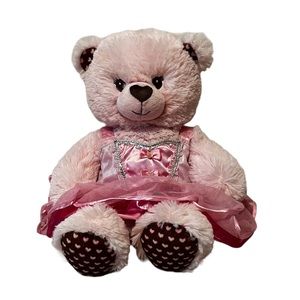 Adorable Build-a-bear pink stuffed bear with tutu and ballet slippers